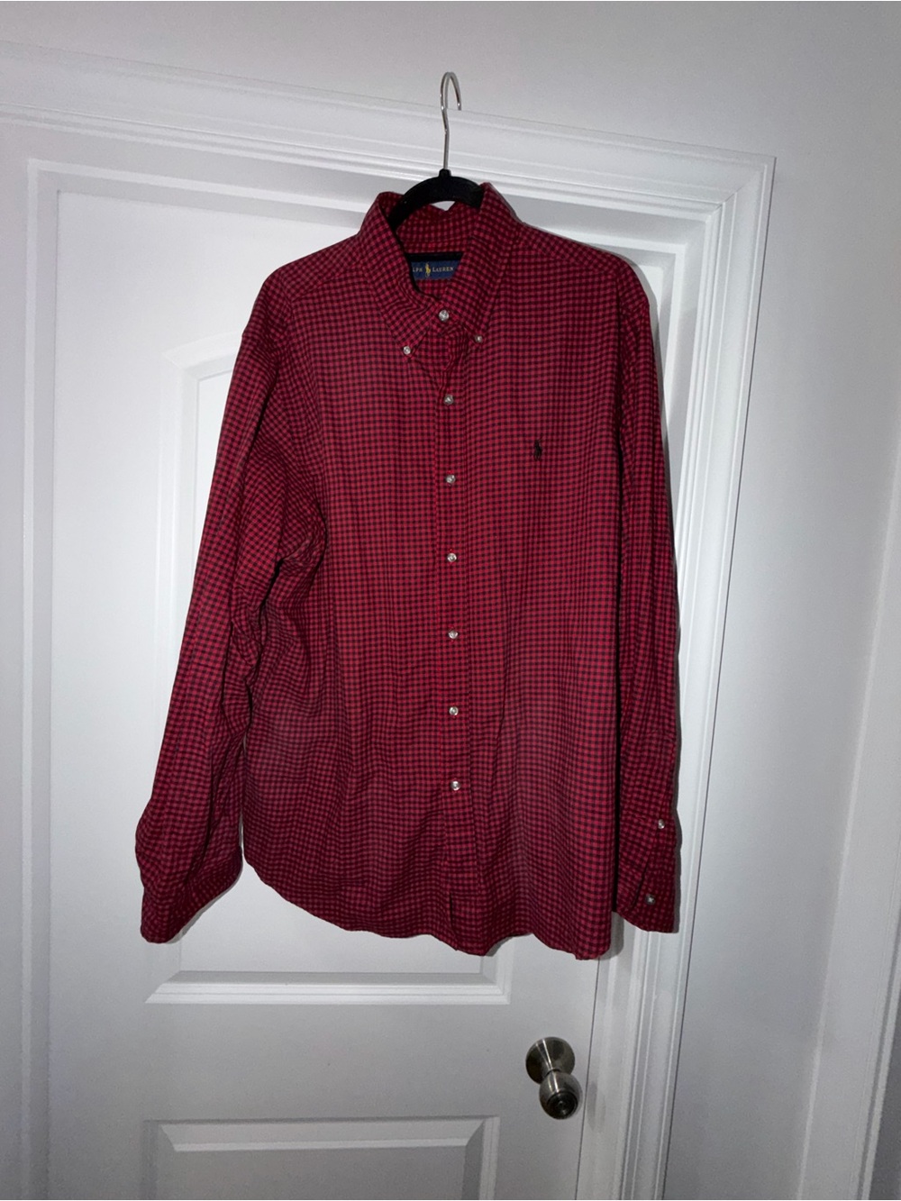 Ralph Lauren Men’s Red and Black Micro-Check Button-Down Shirt